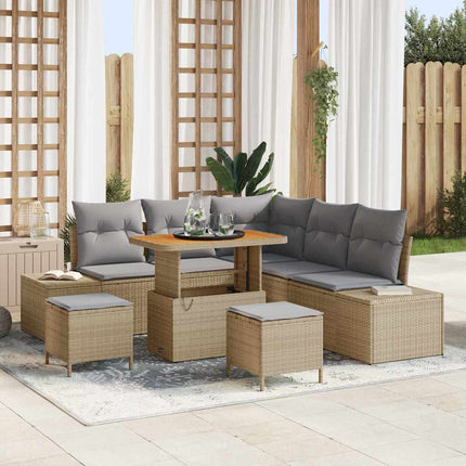 Havesofa Sæt 8 stk. Beige polyrattan