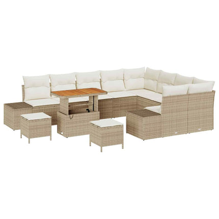 Havesofa Sæt med pude 12 pcs Beige polyrattan