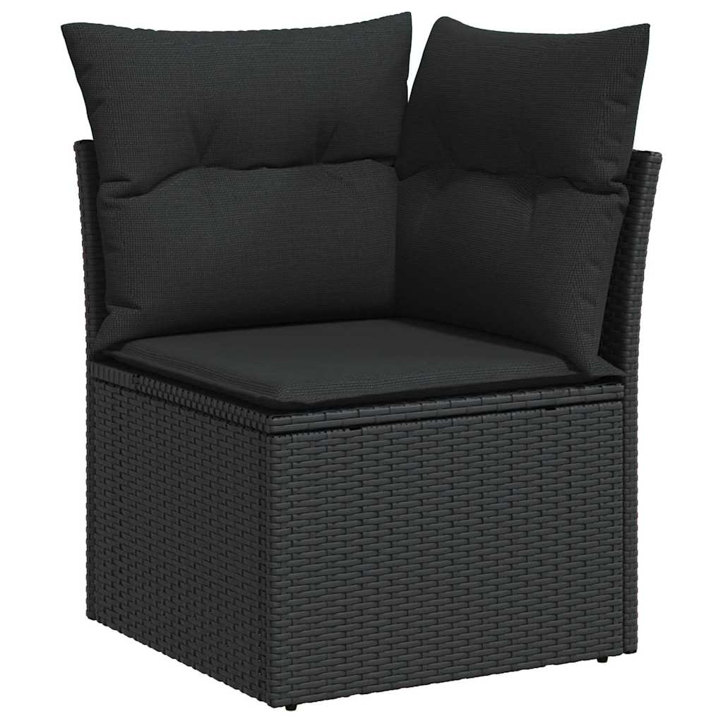 Havesofa Sæt med pude 13 pcs Sort polyrattan