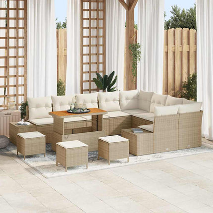 Havesofa Sæt 13 stk. Beige polyrattan
