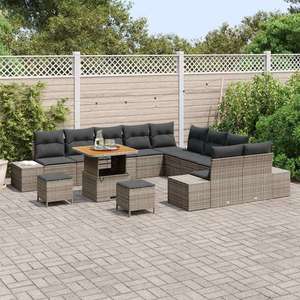 Havesofa Sæt med pude 13 pcs Grå polyrattan
