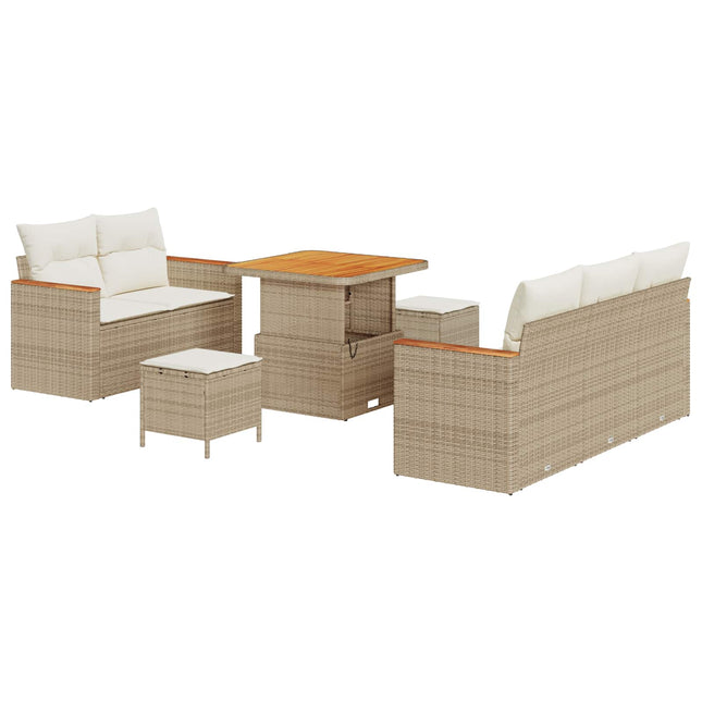 Havesofa Sæt 8 stk. Beige polyrattan