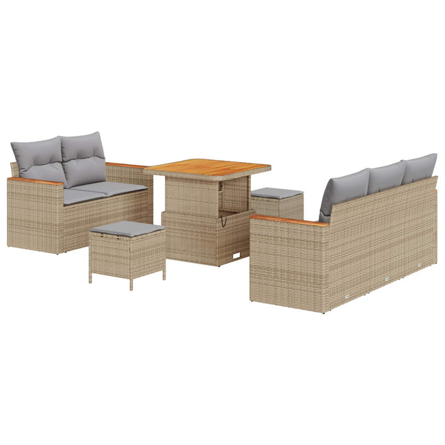 Havesofa Sæt 8 pcs Beige polyrattan