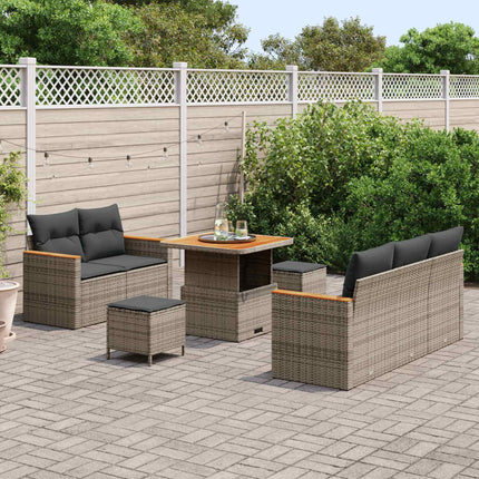 Havesofa Sæt 8 stk. Grå polyrattan