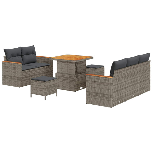 Havesofa Sæt 8 pcs Grå polyrattan