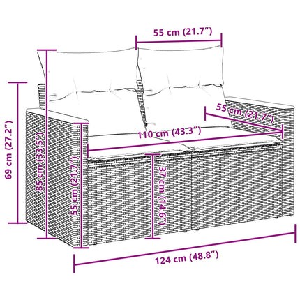 Havesofa Sæt 8 stk. Grå polyrattan