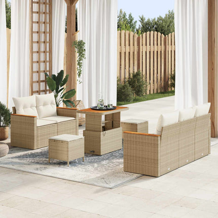 Havesofa Sæt 8 pcs Beige polyrattan