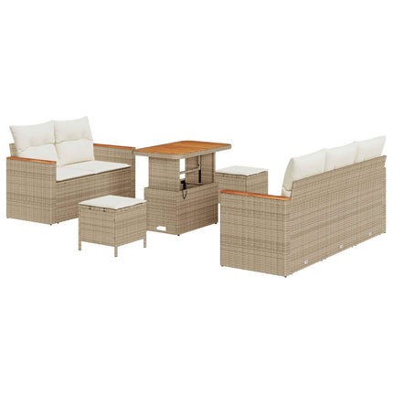 Havesofa Sæt 8 pcs Beige polyrattan