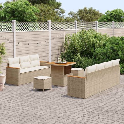 Havesofa Sæt 10 pcs Beige polyrattan