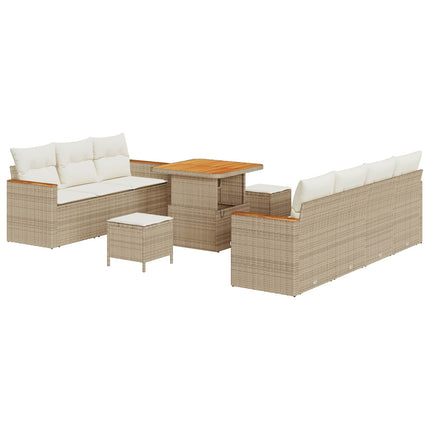 Havesofa Sæt 10 pcs Beige polyrattan