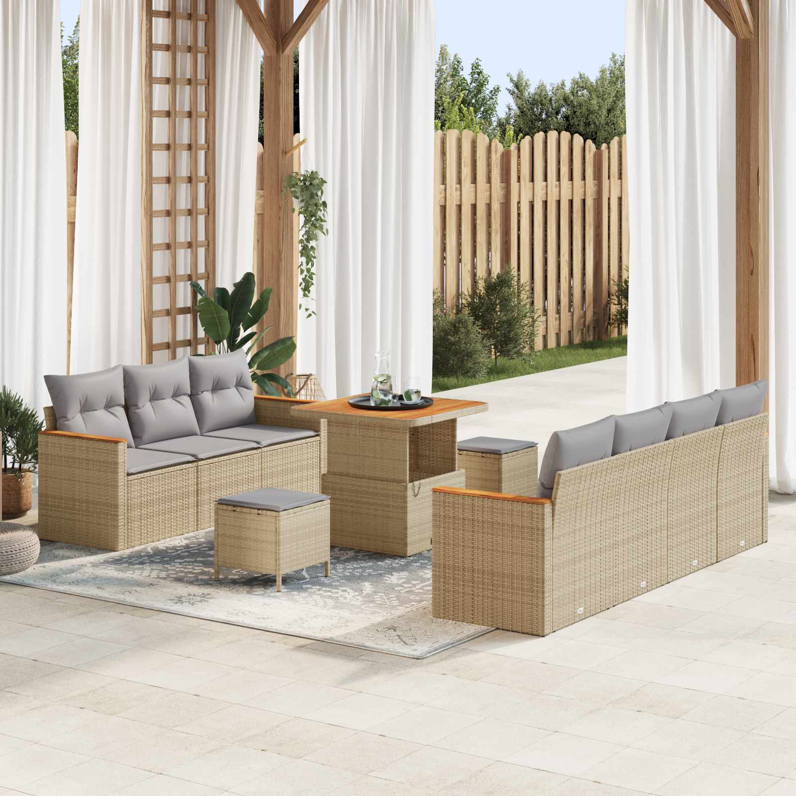 Havesofa Sæt 10 pcs Beige polyrattan