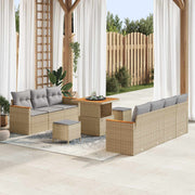 Havesofa Sæt 10 pcs Beige polyrattan