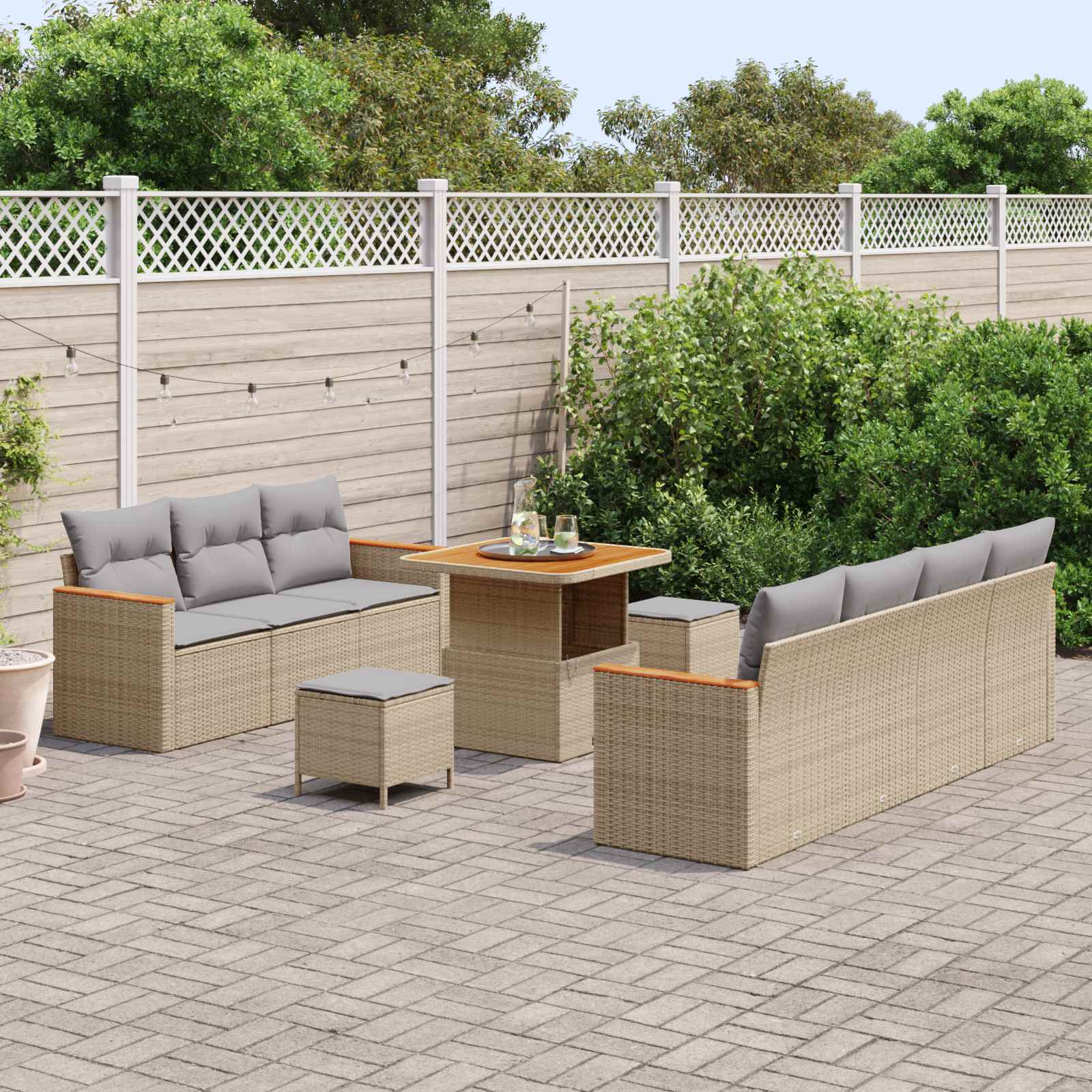 Havesofa Sæt 10 pcs Beige polyrattan