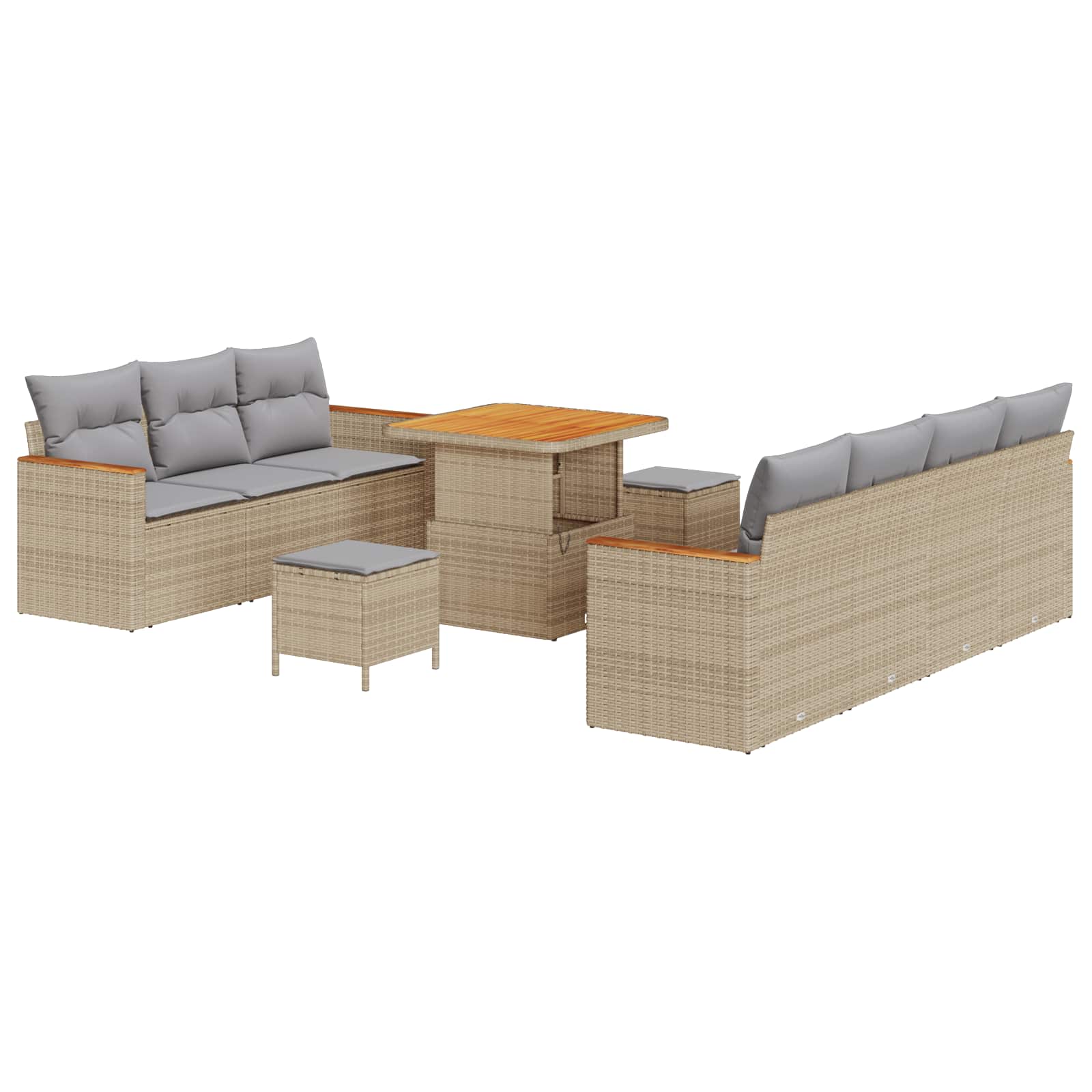 Havesofa Sæt 10 pcs Beige polyrattan