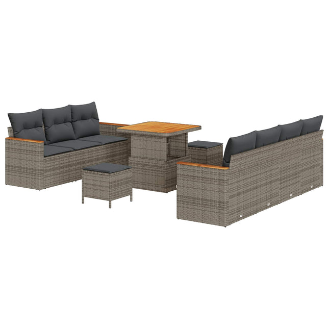 Havesofa Sæt 10 pcs Grå polyrattan