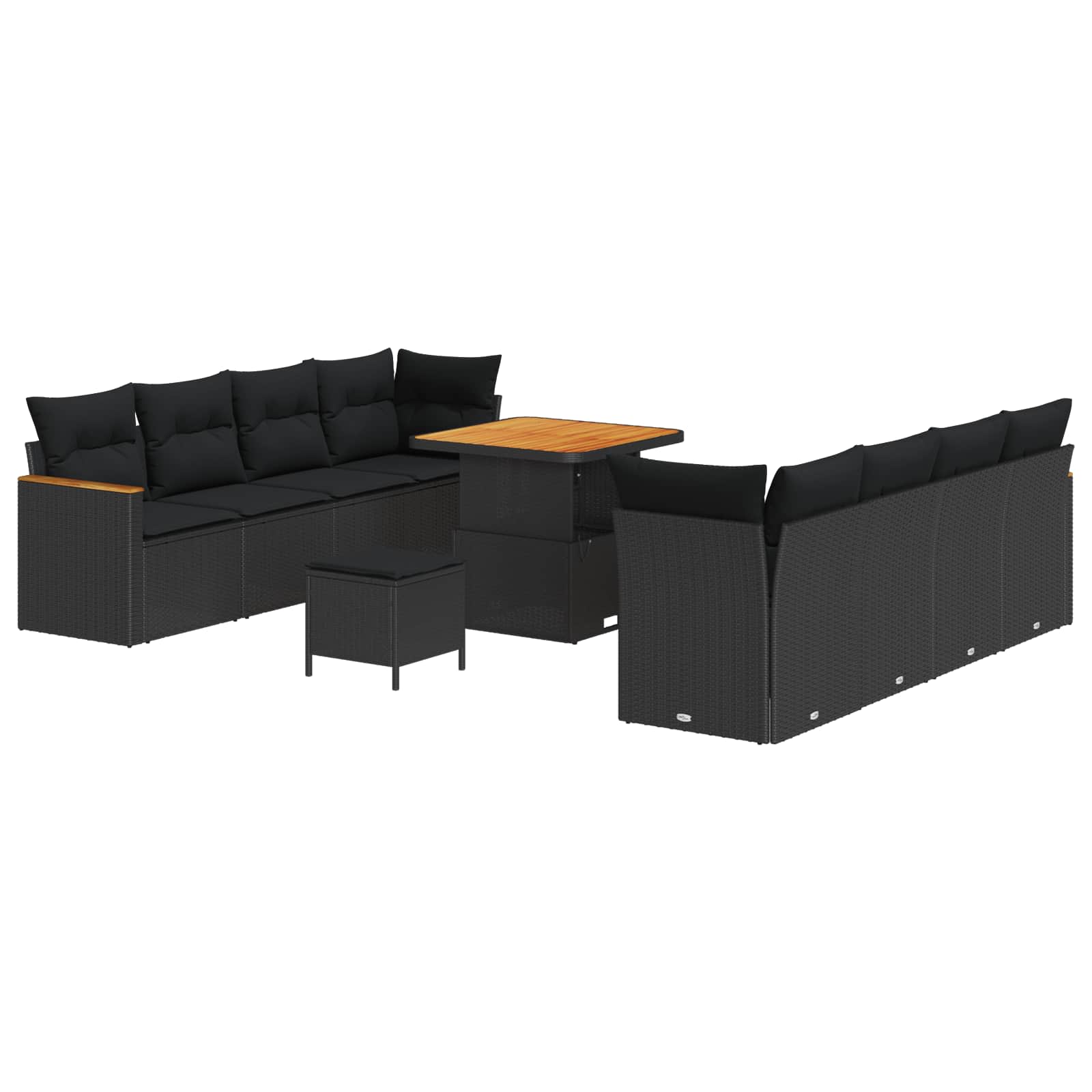 Havesofa Sæt 11 pcs Sort polyrattan