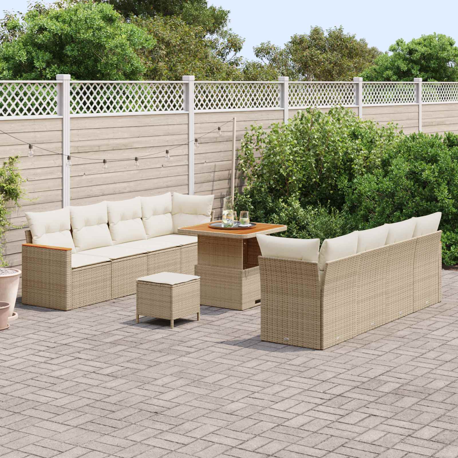 Havesofa Sæt 11 pcs Beige polyrattan
