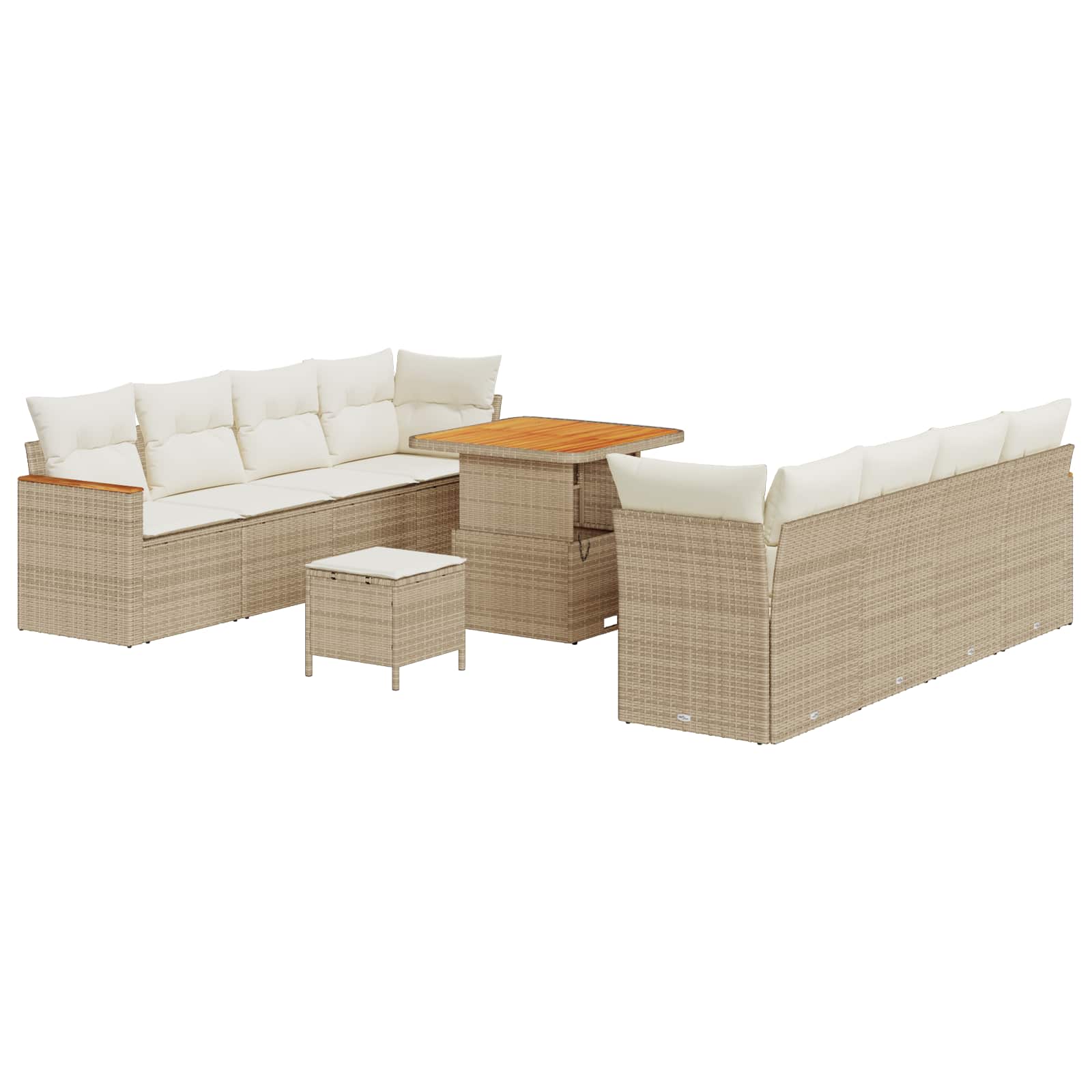 Havesofa Sæt 11 pcs Beige polyrattan