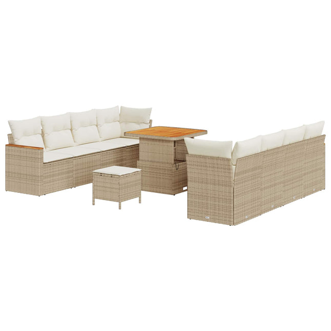 Havesofa Sæt 11 pcs Beige polyrattan