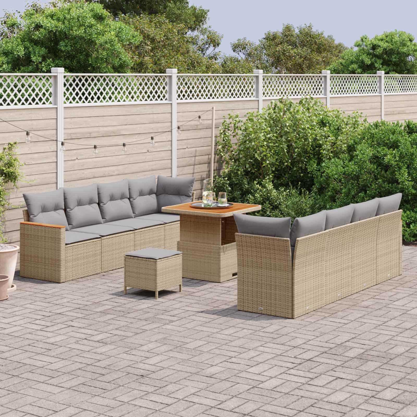 Havesofa Sæt 11 pcs Beige polyrattan