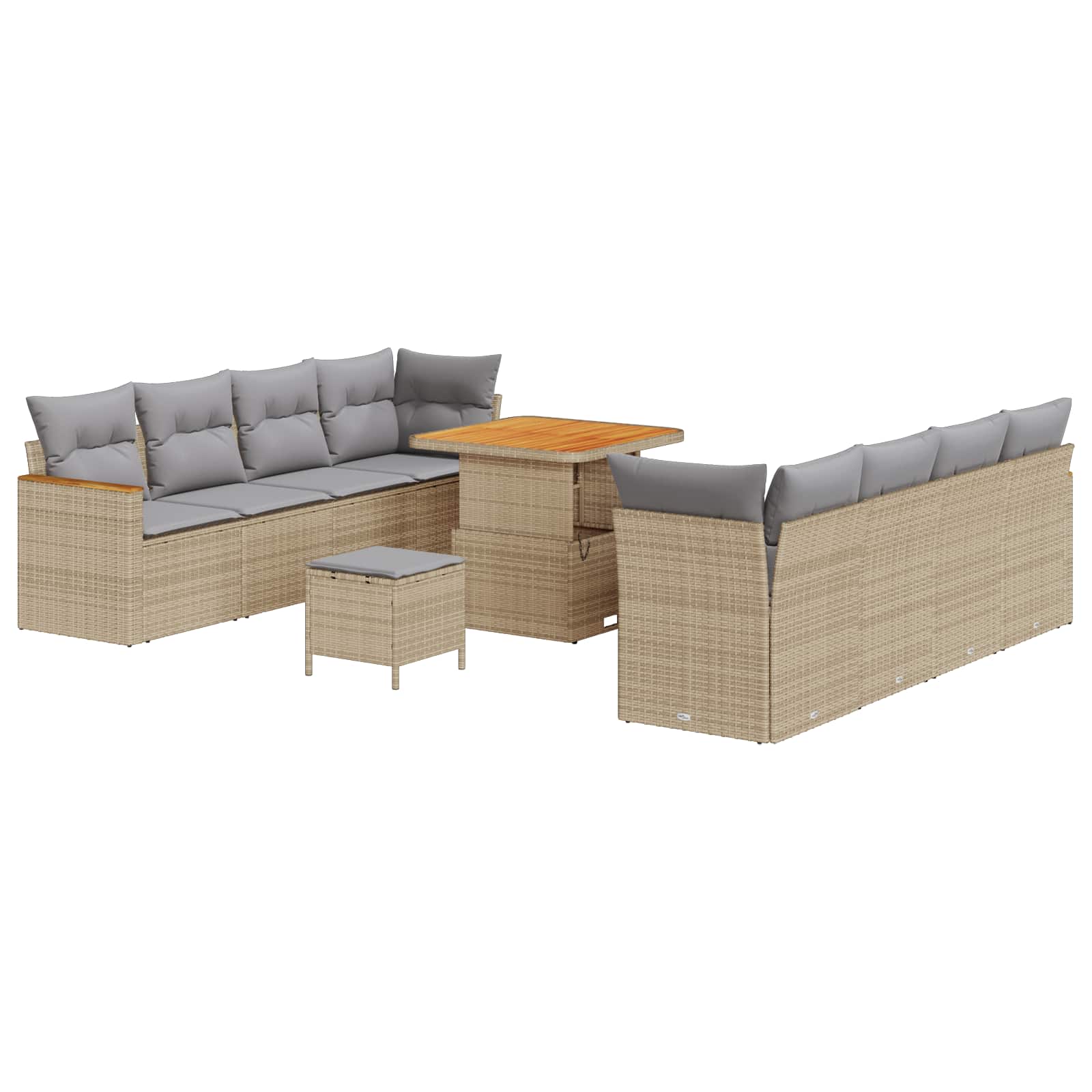 Havesofa Sæt 11 pcs Beige polyrattan