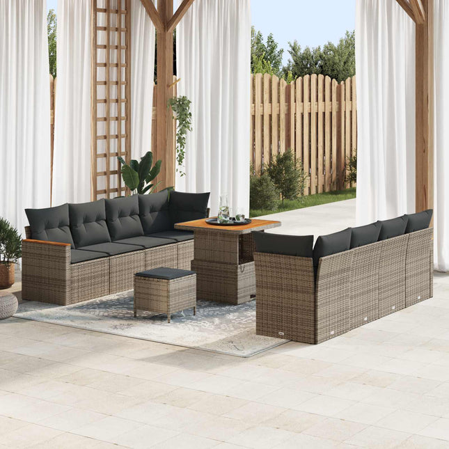 Havesofa Sæt 11 pcs Grå polyrattan