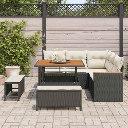 Havesofa Sæt 8 stk. Sort polyrattan