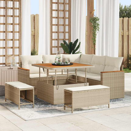 Havesofa Sæt 8 pcs Beige polyrattan