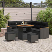 Havesofa Sæt 8 pcs Sort polyrattan