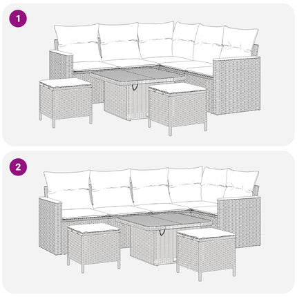 Havesofa Sæt 8 stk. Sort polyrattan