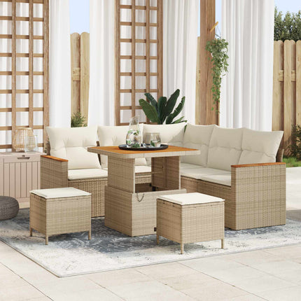 Havesofa Sæt 8 pcs Beige polyrattan
