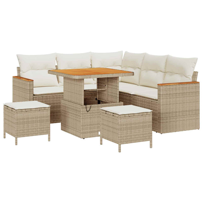 Havesofa Sæt 8 stk. Beige polyrattan