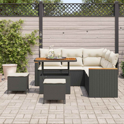 Havesofa Sæt 8 stk. Sort polyrattan