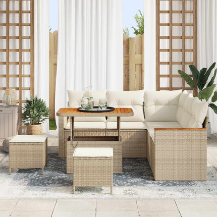 Havesofa Sæt 8 pcs Beige polyrattan