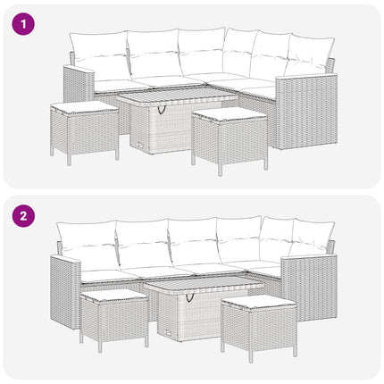 Havesofa Sæt 8 pcs Beige polyrattan