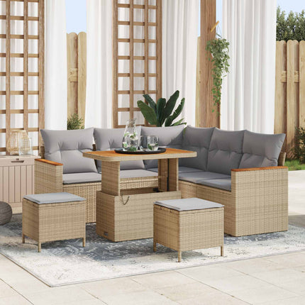 Havesofa Sæt 8 pcs Beige polyrattan