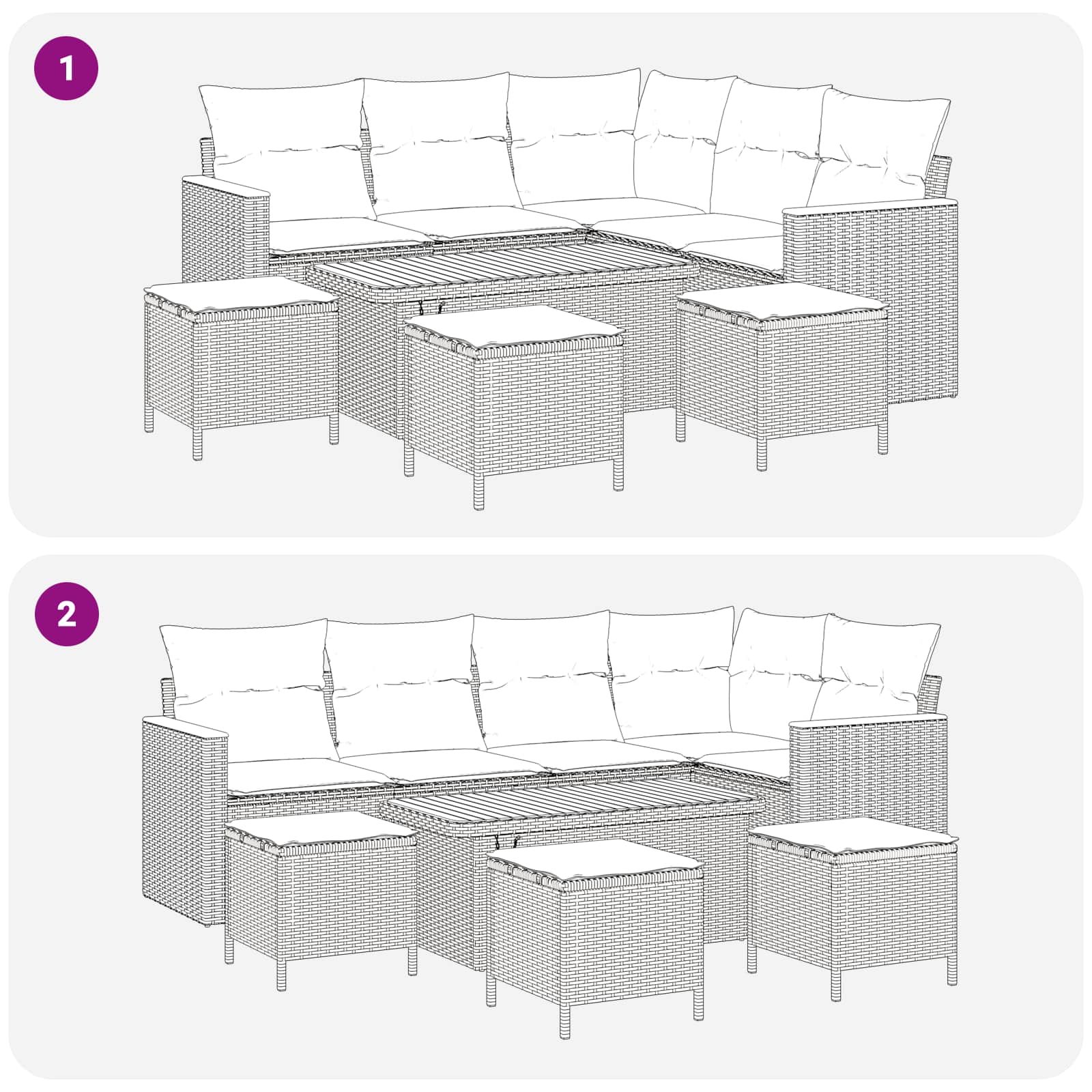 Havesofa Sæt 9 pcs Sort polyrattan