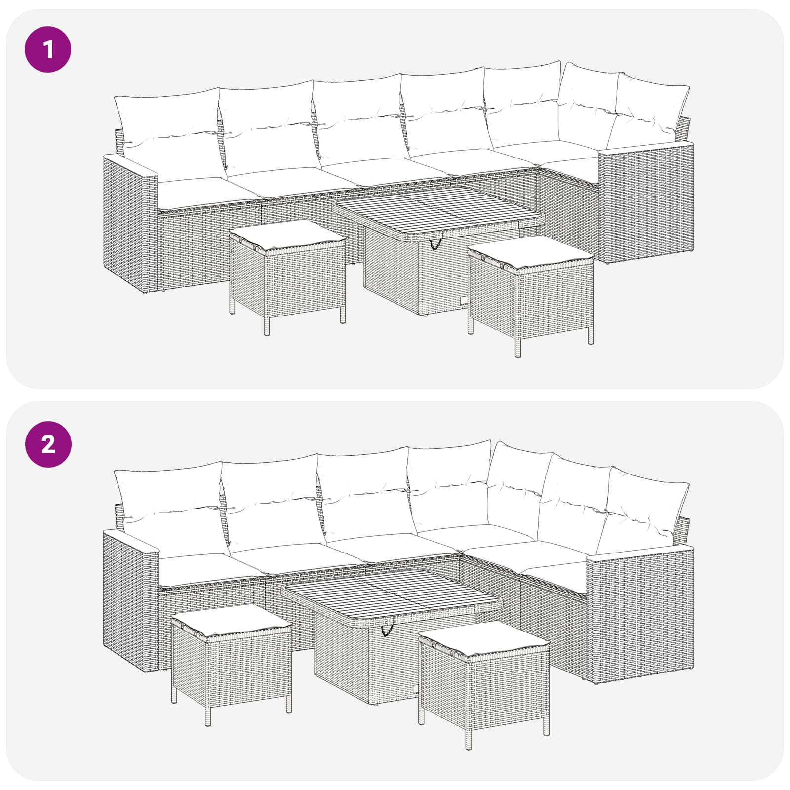 Havesofa Sæt 9 pcs Beige polyrattan