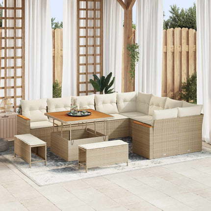 Havesofa Sæt 12 pcs Beige polyrattan