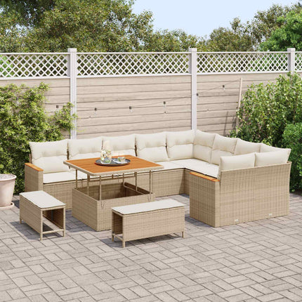Havesofa Sæt 12 pcs Beige polyrattan