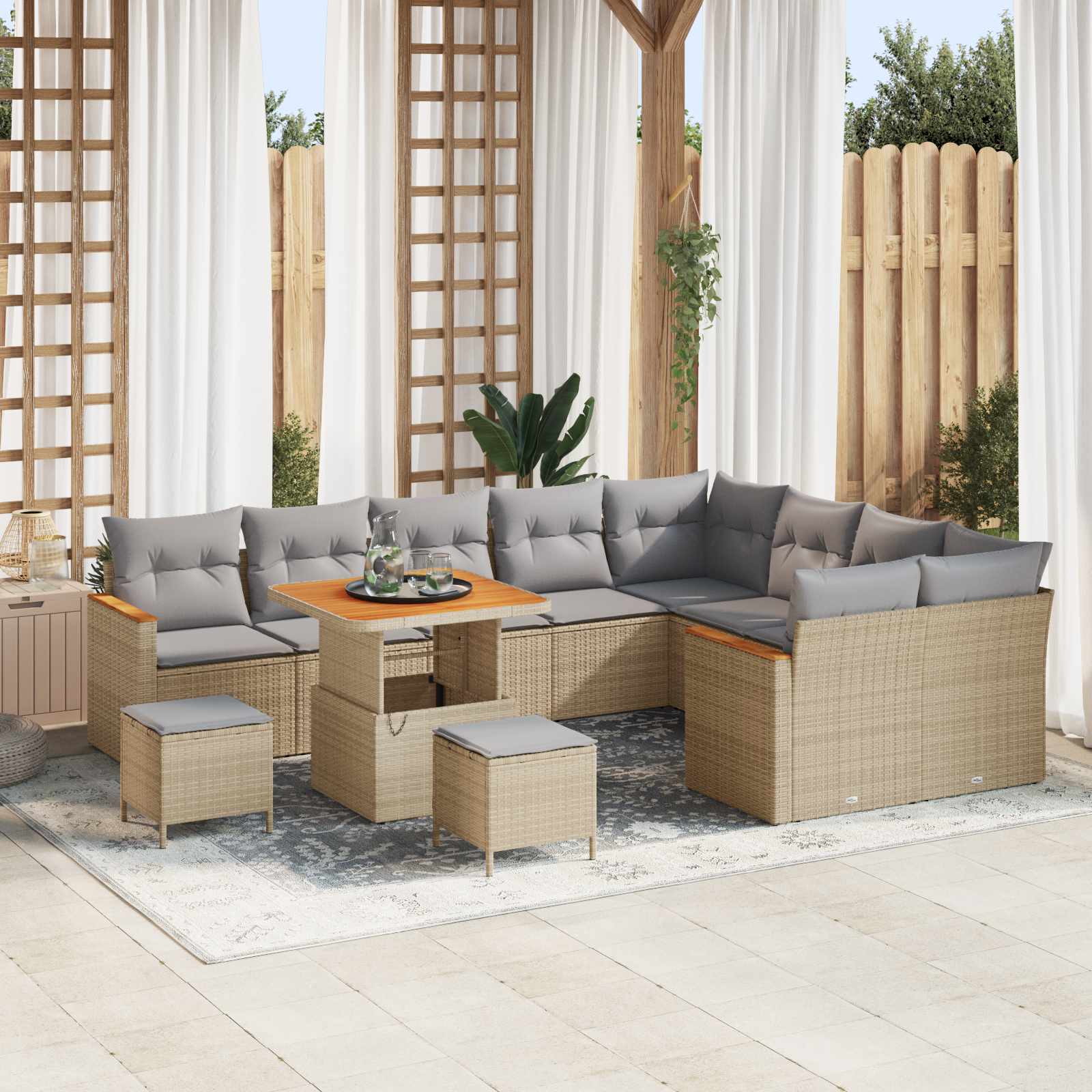 Havesofa Sæt 12 pcs Beige polyrattan