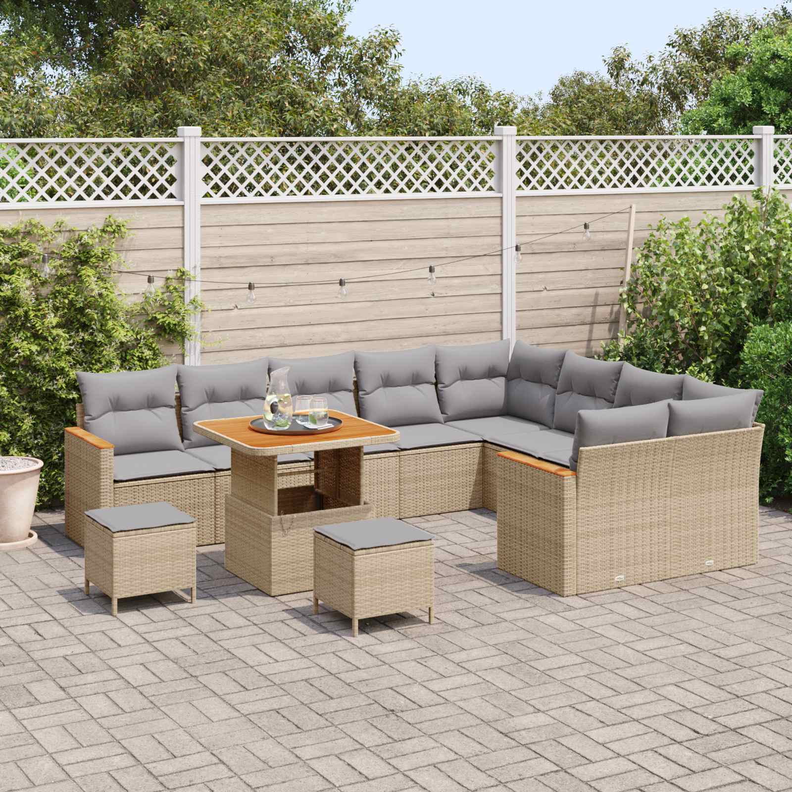 Havesofa Sæt 12 pcs Beige polyrattan