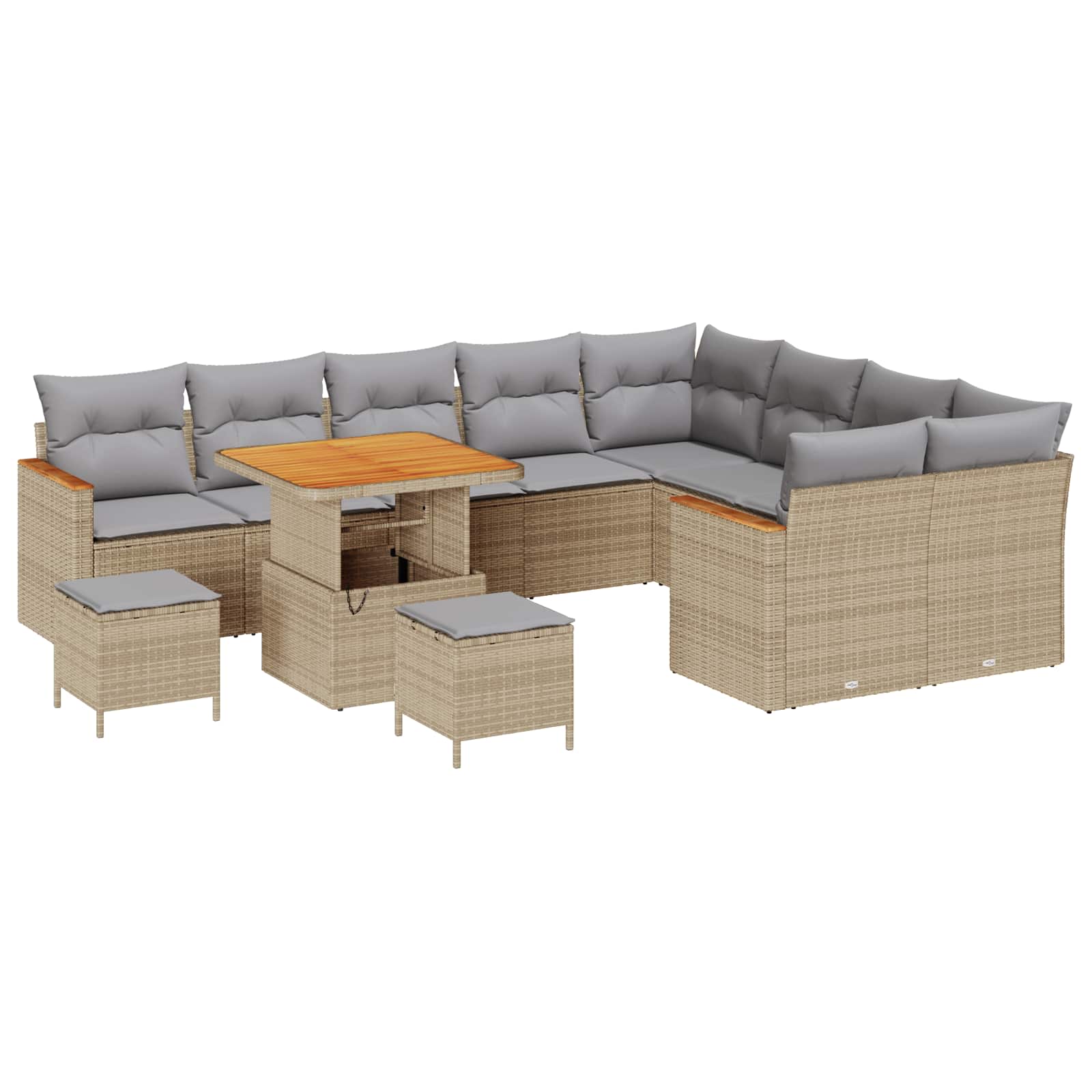Havesofa Sæt 12 pcs Beige polyrattan