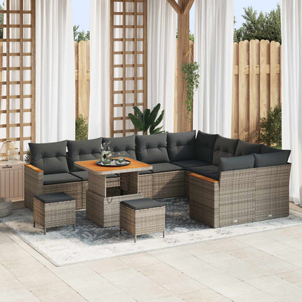 Havesofa Sæt 12 pcs Grå polyrattan