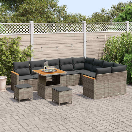 Havesofa Sæt 12 pcs Grå polyrattan