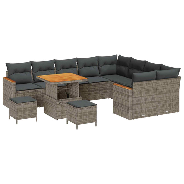 Havesofa Sæt 12 pcs Grå polyrattan
