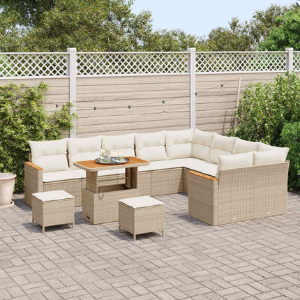 Havesofa Sæt 12 pcs Beige polyrattan