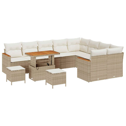 Havesofa Sæt 12 pcs Beige polyrattan