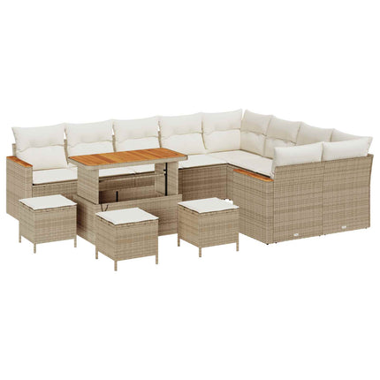 Havesofa Sæt 13 pcs Beige polyrattan
