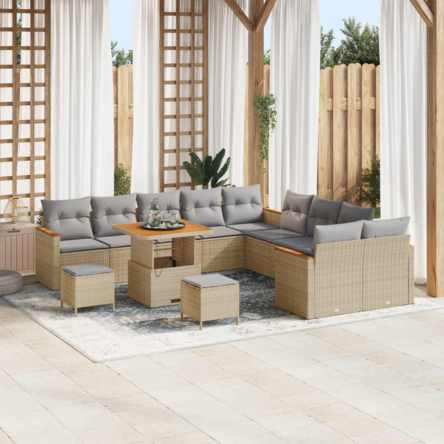 Havesofa Sæt 13 pcs Beige polyrattan